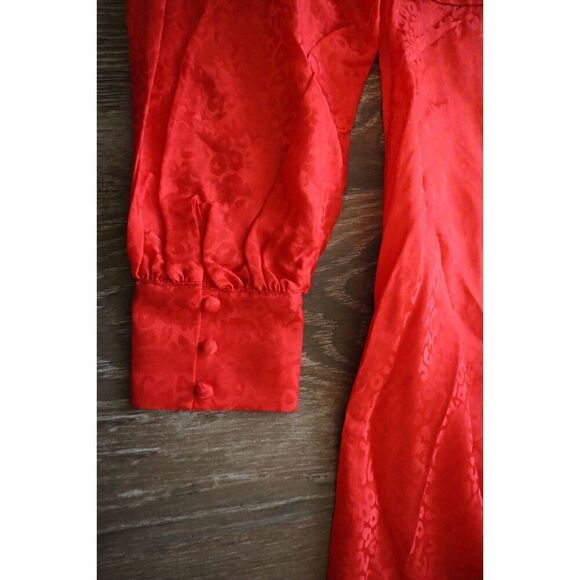 Ronny Kobo Women's Sz M Red Estelle Asymmetric Satin-Jacquard Midi Dress - Picture 11 of 16